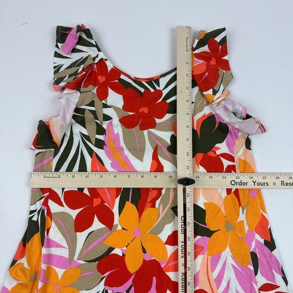 LOFT Multicolor Floral Ruffle A-Line Dress Sleeveless Flutter Sleeve Sz XS - Picture 2 of 10